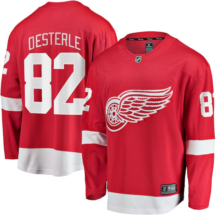 Men Detroit Red Wings 82 Jordan Oesterle Fanatics Branded Red Home Breakaway Player NHL Jersey